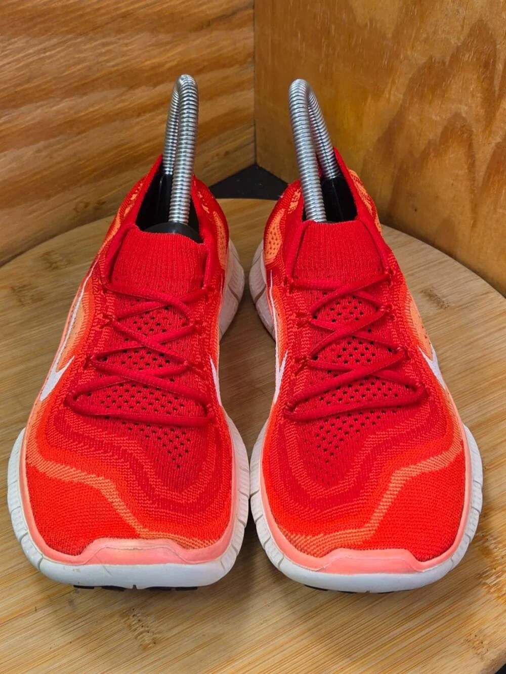 Nike Free 5.0 Flyknit Women Red Running Shoes Sneakers Size 8